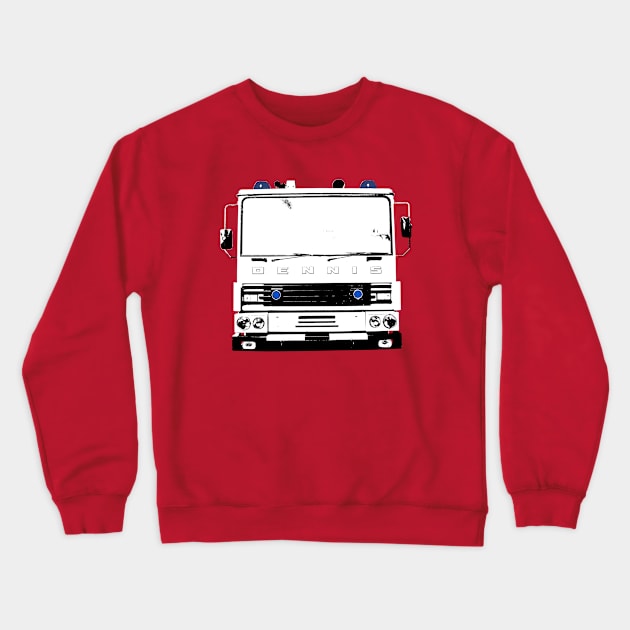 Dennis 1980s British classic fire engine monoblock black/white Crewneck Sweatshirt by soitwouldseem